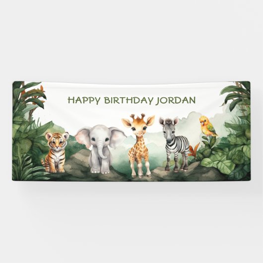 子供の誕生日パーティージャングルサファリアニマルズfor Boy 横断幕 (横)