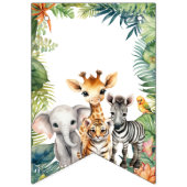 子供の誕生日パーティージャングルサファリ動物のための女の子 バンティングフラッグ (第1の旗)