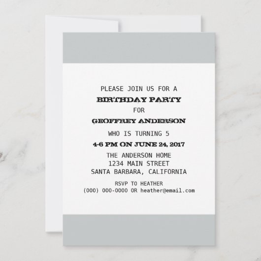 子供の誕生日パーティーテンプレート 招待状 (正面)