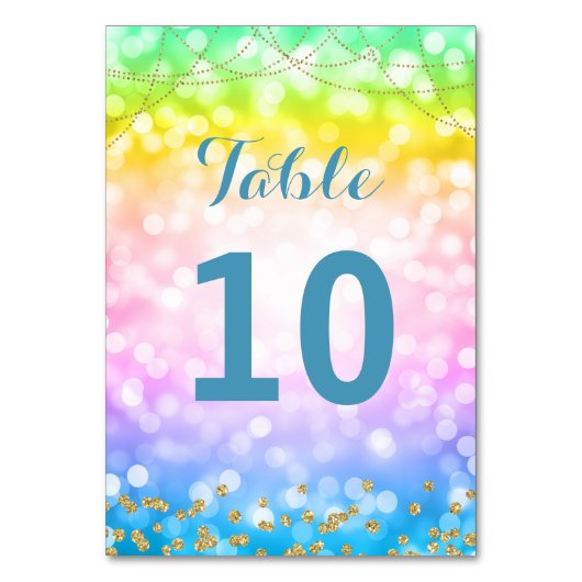 子供の誕生日パーティーテーブルナンバーユニコーンレインボー テーブルナンバー (正面)