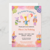 子供の誕生日パーティーテーマ 招待状 (正面/裏面)