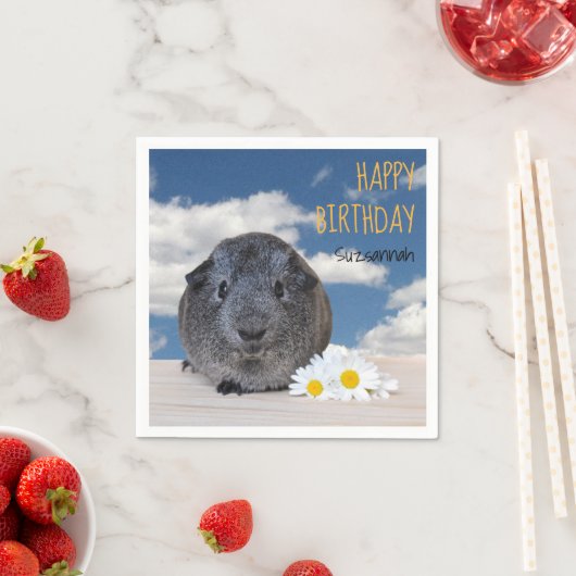 子供の誕生日パーティーデイジーグレーギニアピグ スタンダードカクテルナプキン (インサイチュ)