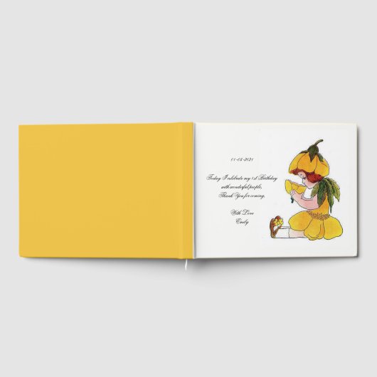 子供の誕生日パーティーバターカップキュートフラワーガール ゲストブック (全面)