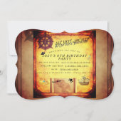 子供の誕生日パーティーパイレーツ招待状 セーブザデート (正面)