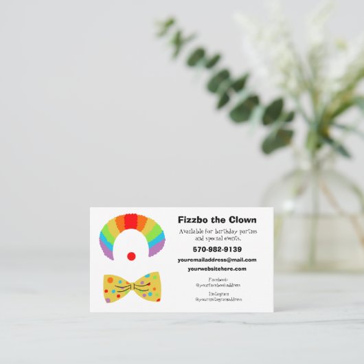 子供の誕生日パーティーピエロ 名刺 (スタンド正面)