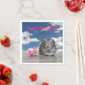 子供の誕生日パーティーピンクの花ギニアピグ スタンダードカクテルナプキン (インサイチュ)