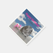 子供の誕生日パーティーピンクの花ギニアピグ スタンダードカクテルナプキン (角)