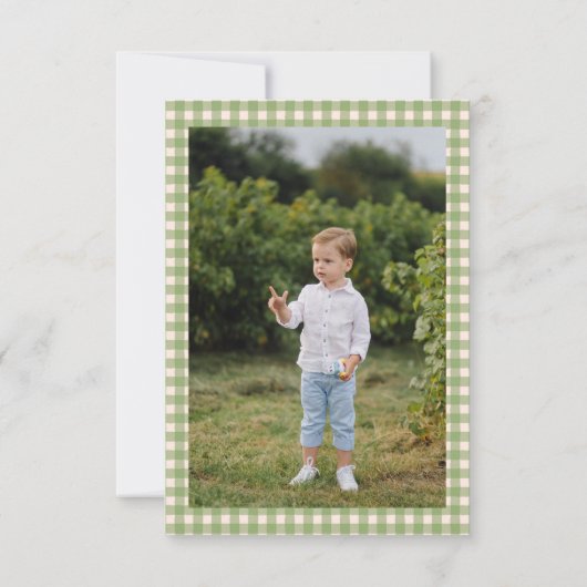 子供の誕生日パーティーファーム動物の写真（男の子） サンキューカード (裏面)