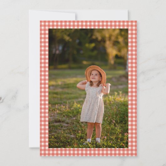 子供の誕生日パーティーファーム動物ガールフォト 招待状 (裏面)