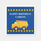 子供の誕生日パーティーブルー建築トラックカスタム スタンダードカクテルナプキン (正面)