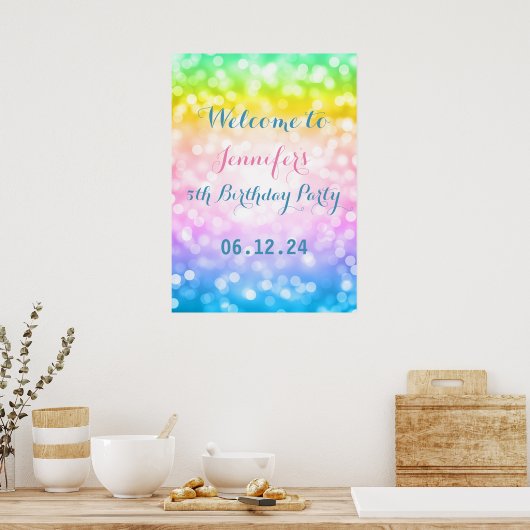 子供の誕生日パーティーマジカルユニコーンレインボー ポスター (キッチン)