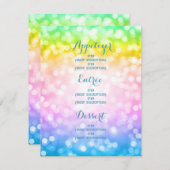 子供の誕生日パーティーメニューユニコーンレインボー 招待状 (正面/裏面)