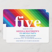 子供の誕生日パーティーモダンカラフルはっきりした虹 招待状 (正面/裏面)