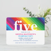 子供の誕生日パーティーモダンカラフルはっきりした虹 招待状 (スタンド正面)