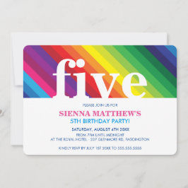 子供の誕生日パーティーモダンカラフルはっきりした虹 招待状