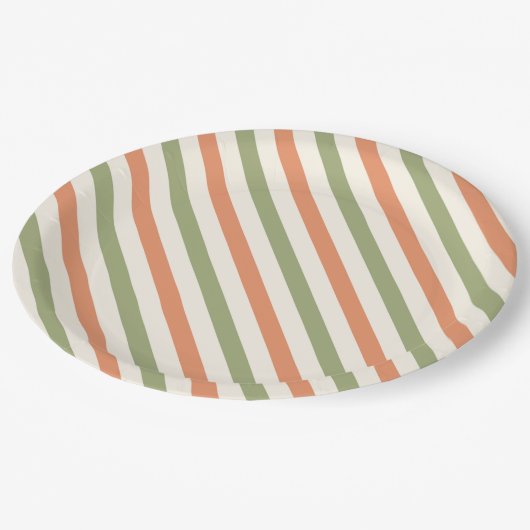 子供の誕生日パーティーレトロパタストライプのーンカラフル ペーパープレート (アングル)