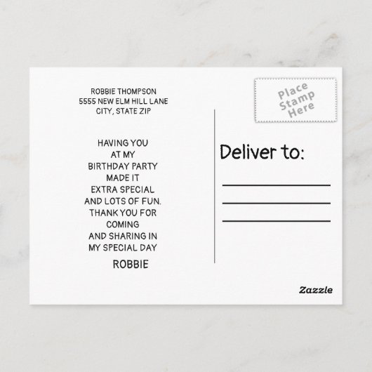 子供の誕生日パーティー写真ありがとうはがき ポストカード (裏面)