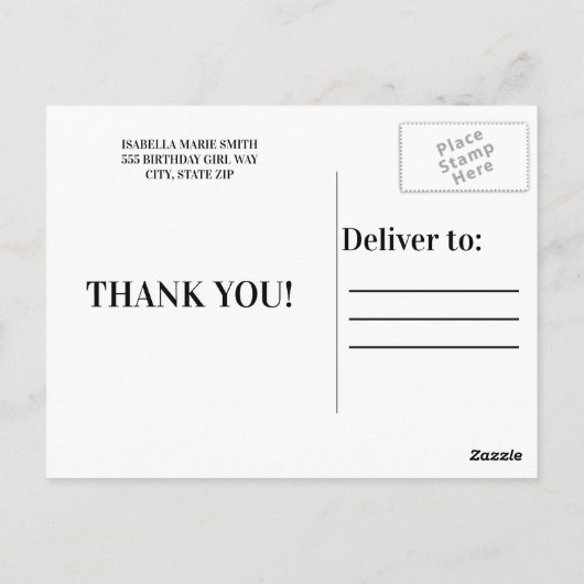 子供の誕生日パーティー写真ありがとう ポストカード (裏面)