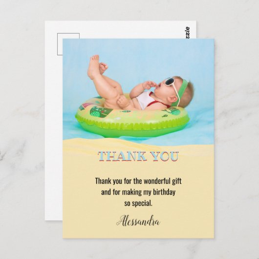 子供の誕生日パーティー写真ありがとう ポストカード (正面/裏面)