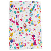 子供の誕生日パーティー名前をカスタムする ミディアムペーパーバッグ (正面)