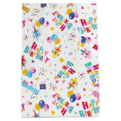 子供の誕生日パーティー名前をカスタムする ミディアムペーパーバッグ (裏面)