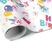 子供の誕生日パーティー名前をカスタムする ラッピングペーパー (ロールコーナー)