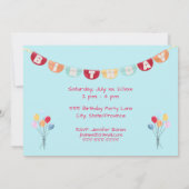 子供の誕生日パーティー招待動物バルーン 招待状 (裏面)