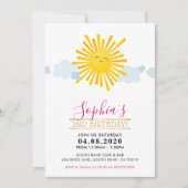 子供の誕生日パーティー招待状かわいいかわいい笑顔の太陽 招待状 (正面)