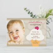 子供の誕生日パーティー招待状かわいいアイスクリームコーン 招待状 (スタンド正面)