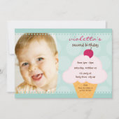 子供の誕生日パーティー招待状かわいいアイスクリームコーン 招待状 (正面)