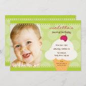 子供の誕生日パーティー招待状かわいいアイスクリームコーン 招待状 (正面/裏面)