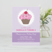 子供の誕生日パーティー招待状かわいいカップケーキデザイン 招待状 (スタンド正面)