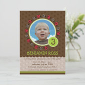 子供の誕生日パーティー招待状かわいいレディバードバグ 招待状 (スタンド正面)