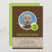 子供の誕生日パーティー招待状かわいいレディバードバグ 招待状 (正面/裏面)