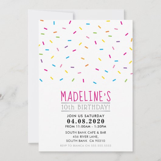 子供の誕生日パーティー招待状カラフル散布 招待状 (正面)