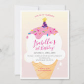 子供の誕生日パーティー招待状レトロアイスクリームコーン 招待状 (正面)