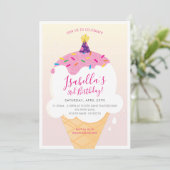 子供の誕生日パーティー招待状レトロアイスクリームコーン 招待状 (スタンド正面)