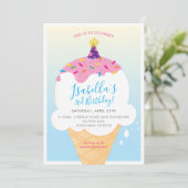 子供の誕生日パーティー招待状レトロアイスクリームコーン 招待状 (スタンド正面)