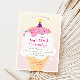 子供の誕生日パーティー招待状レトロアイスクリームコーン 招待状