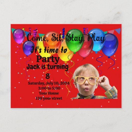 子供の誕生日パーティー招待状 ポストカード (正面)