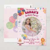 子供の誕生日パーティー招待状（女の子） ポストカード (正面/裏面)
