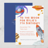 子供の誕生日パーティー招待状 宇宙テーマ 招待状 (正面/裏面)