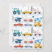 子供の誕生日パーティー招待状（車のテーマ） 招待状 (裏面)