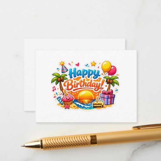 子供の誕生日パーティー招待 エンクロージャーカード (正面/裏面インサイチュ)