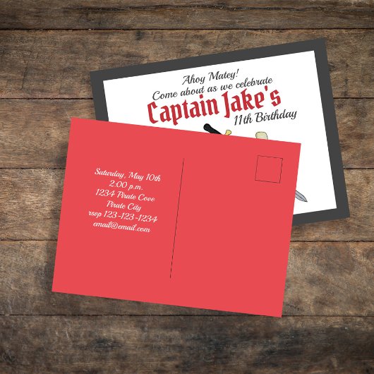 子供の誕生日パーティー海賊の招待状 ポストカード