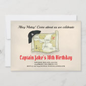 子供の誕生日パーティー海賊クールテンプレート 招待状 (正面)