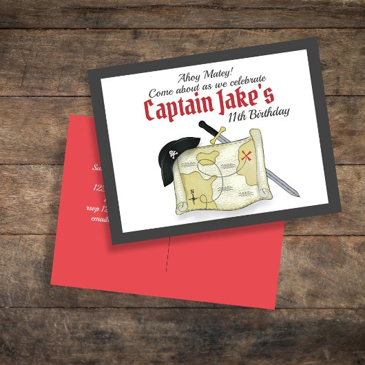 子供の誕生日パーティー海賊招待状 ポストカード