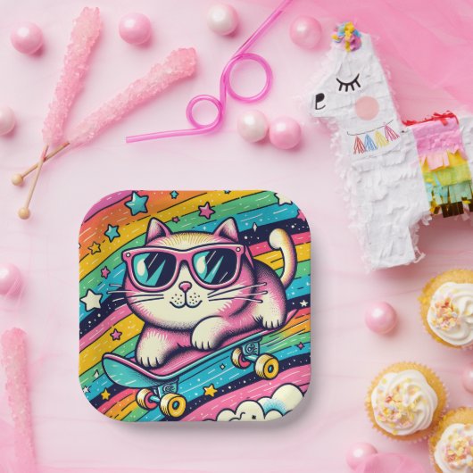 子供の誕生日パーティー猫マンガ ペーパープレート (パーティー)