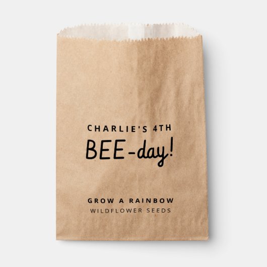 子供の誕生日パーティー素朴クラフトワイルドフラワーシード フェイバーバッグ (正面)
