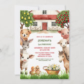 子供の誕生日パーティー飼育動物for少年 招待状 (正面)